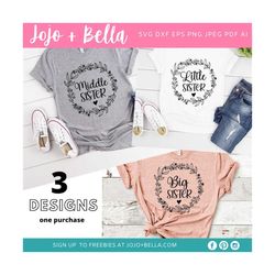 sister wreath svg, sister svg, little sister svg, middle sister svg, big sister svg, sis svg, wreath svg, cricut, silhou