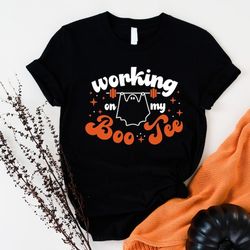 working on my boo tee shirt, funny halloween gym t-shirt, workout ghost shirt, spooky vibes tank top - a787