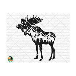 mountain range moose svg, moose silhouette svg, moose svg, moose cut file, moose vector, dxf, eps, png, cricut, silhouet