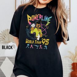retro disney a goofy movie powerline world tour 95' shirt, vintage goofy movie powerline shirt, disneyland family trip