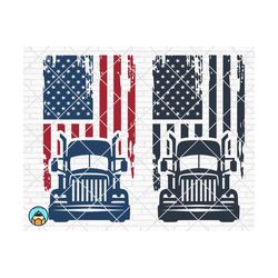 American Trucker Flag svg | Truck Logo svg | Truck Flag svg | American flag svg | Semi Truck Flag | Patriotic Truck Svg
