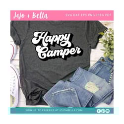 happy camper retro svg, happy camper svg, camper shirt svg, camp life svg, adventure svg, camper svg, camping quote svg,