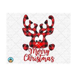 christmas reindeer face svg, christmas deer plaid svg, plaid deer svg, christmas svg files, christmas svg for shirts, ch
