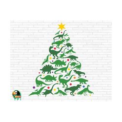 Christmas Tree Dinosaur SVG, Christmas svg, Christmas Dinosaur svg, Dino svg, Christmas Tree Cut Files, Cricut, Silhouet