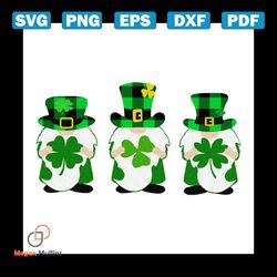 three green gnomes hold shamrocks svg, st. patricks day svg, gnome svg, three gnomes svg, patricks day svg, shamrocks sv