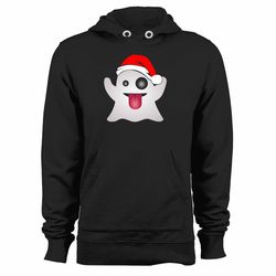 Ghost Emoji Wearing Santa Claus Hat Unisex Hoodie