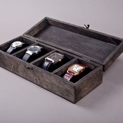 Personalized Wooden Watch Organizer 4 Slot - Engraved Display Case for Watches and Accessories - Jewelry Box for Men