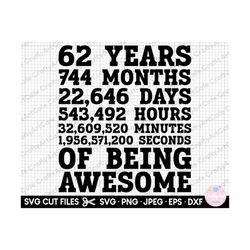 62nd birthday svg 62 years old svg 62nd birthday png