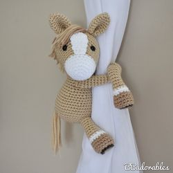 Horse curtain tieback Crochet Pattern, Amigurumi Horse