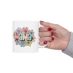 mama mug, mother's day gift mug, mom flowers mug, gift for new mama mug, pregnancy gift mug, cute mama coffee and tea mu
