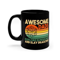 awesome dads explore dungeons mug, dungeons and dragons dad mug, gift for dad dnd ceramic mug, father's day dnd gift mug