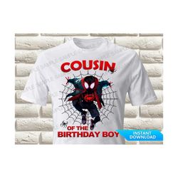 spider verse cousin of the birthday boy iron on transfer spiderman iron on transfer spider verse birthday shirt iron on