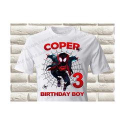 spider verse iron on transfer, spiderman birthday boy iron on transfer, spider man birthday shirt iron on transfer (only