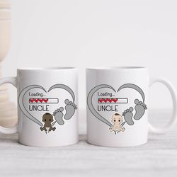 loading uncle mug, loading uncle hearts mug, new uncle gift mug, parent to be gift mug, baby on the way gift mug, pregna