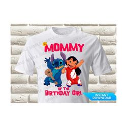 lilo and stitch mommy of the birthday girl iron on transfer, lilo and stitch iron on transfer, lilo and stitch shirt iro