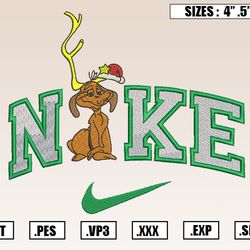 nike dog xmas christmas embroidery designs, christmas embroidery design file instant download