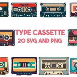 RETRO TYPE CASSETTES 20SVG.PNG Digital Files