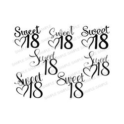 sweet 18 svg file, sweet eighteen svg, birthday girl svg, sweet 18 clipart, 18th birthday svg, sweet 18 cut files, sweet