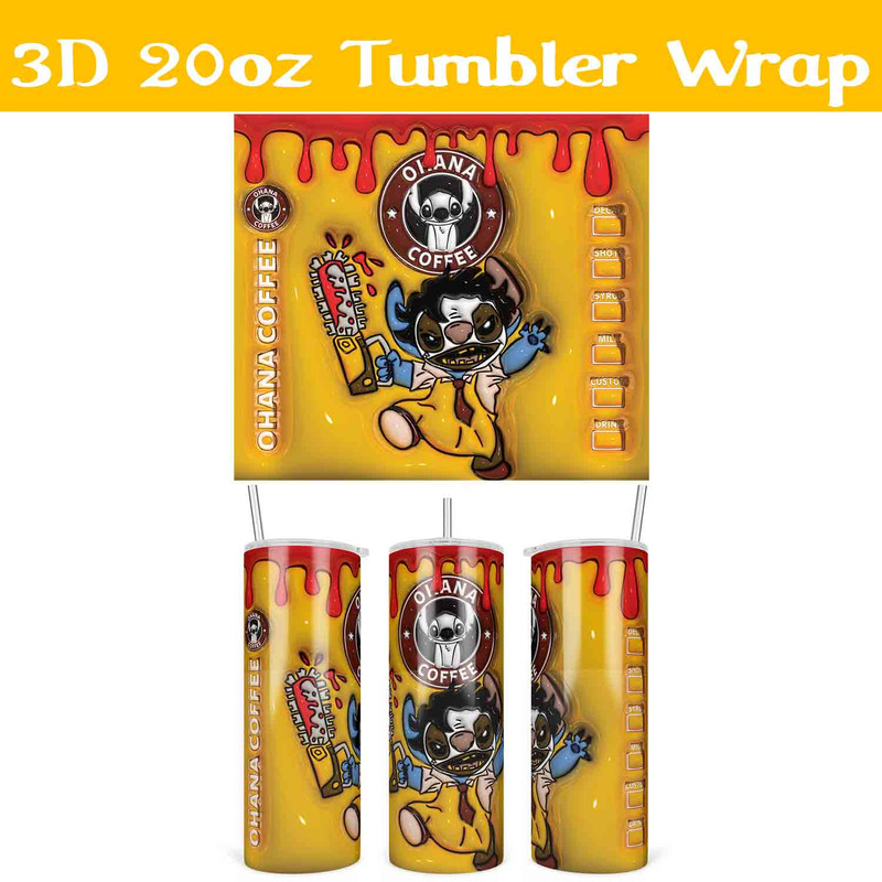 3d Ohana Coffee Stitch LeatherfaceTumbler Wrap.jpg