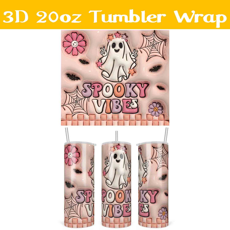 3d Retro Ghost Spooky Vibes Tumbler Wrap.jpg