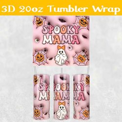 3d inflated retro spooky mama tumbler wrap png, halloween 3d tumbler wrap, spooky ghost tumbler png