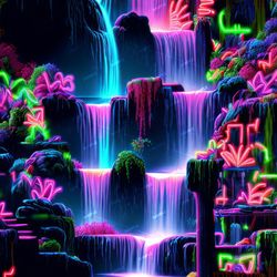 Neon Waterfalls Pattern Tileable Repeating Pattern