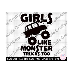 monster truck svg files for cricut shirt for girls monster truck png files girls like monster trucks too