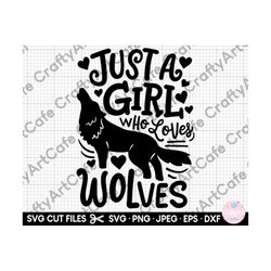 wolf just a girl who loves wolves svg png eps dxf cut file cricut