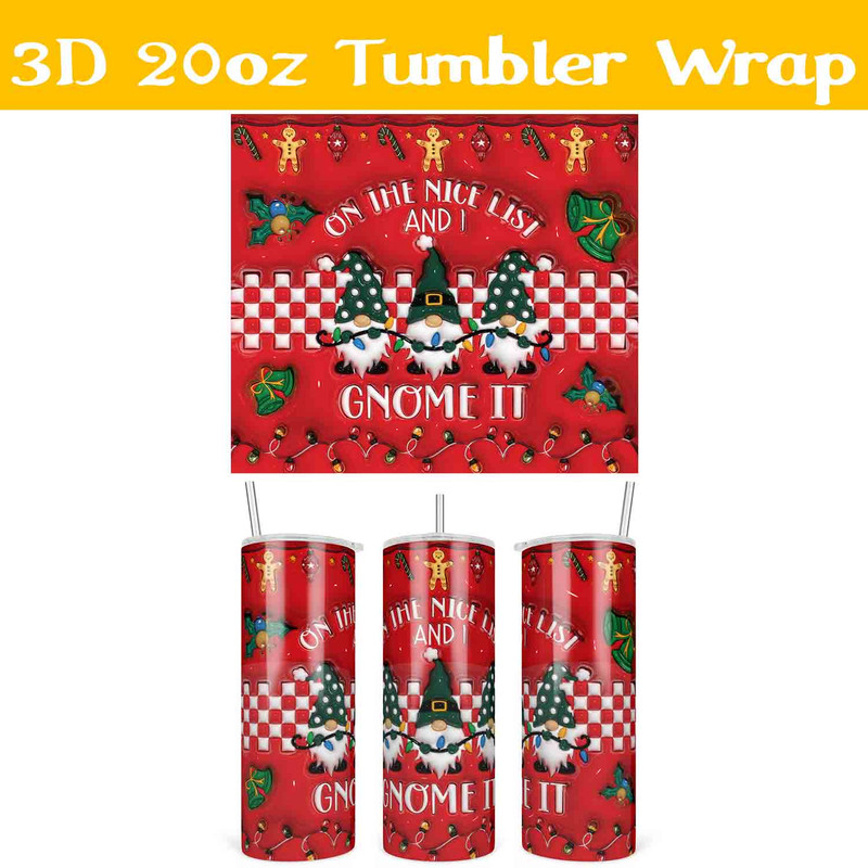 3d On the Nice List and I Gnome It Tumbler Wrap.jpg