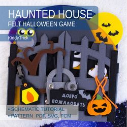 Haunted House Sewing Pattern, Felt Halloween Busy Toy