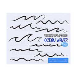ocean wave svg,beach,summer waves,dxf,sea,surf,wave line,ocean wave border,vector,cut,cricut,silhouette,commercial use,i