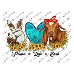 peace love goat png, goat sublimation, goat png, love goat png, sunflower goat png, farm life png, western goat png, sub