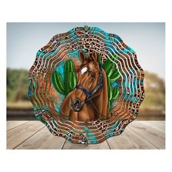 western horse wind spinner png,wind spinner png,horse windspinner,horseshoe windspinner,cactus horse png,sublimation des