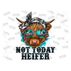 not today heifer png, highland cow, farm, barn, cow, cowhide, desert, western, cactus, farm animals, turquoise, funny di