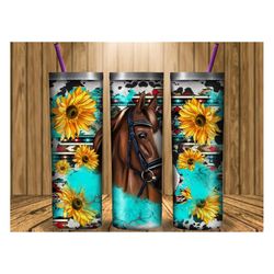 western horse tumbler png sublimation design,20oz. skinny tumbler png,aztec tumbler png, sunflower, aztec horse tumbler