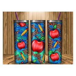 20oz skinny tumbler apple teacher png, teacher tumbler png sublimation design,20oz skinny tumbler png, school tumbler pn