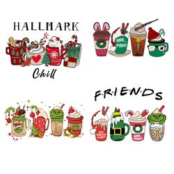 4 christmas coffee friennd bundle png, christmas coffee png, coffee png, christmas logo png, instandownload