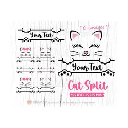 Cat Split SVG,Monogram,Frame,Kitty,Kitten,Name,Baby Cat Svg File,Cut File,Shirt,Birthday,Vinyl,Cricut,Silhouette,Instant