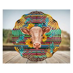 Western Baby Calf WindSpinner Png,Animals WindSpinner,Calf WindSpinner,Sunflower Png,Western WindSpinner,Sublimation Des