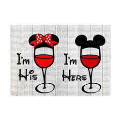 svg dxf file for mickey and minnie i'm hers i'm his