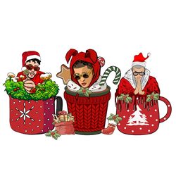 santa bad bunny xmas coffee png, bad bunny coffee png, coffee png, christmas logo png, instandownload