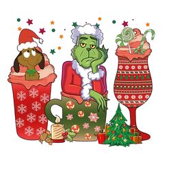 grinch and dog christmas coffee png, christmas coffee png, coffee png, christmas logo png, instandownload