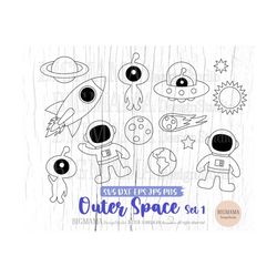 Outer Space SVG,Roket,Out Line,Spaceship,Astronaut,Solar System,Birthday,Alien,UFO,Planets,Earth,Cricut,PNG,Silhouette,I