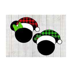 svg file for christmas plaid santa mickey and minnie