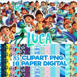 10 digital paper luca shirts, 85 luca svg, disney luca bundle svg, luca svg, luca logo, disney svg, digital download