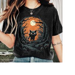 halloween shirt, scary black cat in night shirt, funny halloween tee, scary halloween costumes, pumpkin halloween shirts