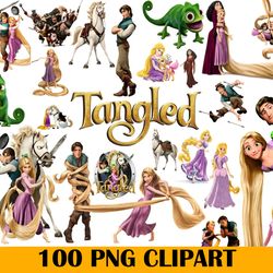 100 digital tangled clipart svg, princess iron on sublimation, rapunzel svg, tangled svg, disney svg, digital download