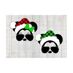 svg file for plaid santa mickey and minnie with aviator sunglasses