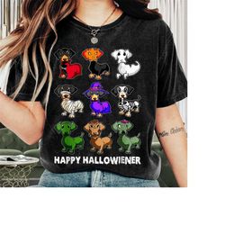 halloween shirt,dachshund happy hallowiener shirt, happy halloween, halloween witches, funny halloween, skeleton hallowe