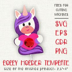 Unicorn Lollipop Holder | Valentine Paper Craft Template SVG